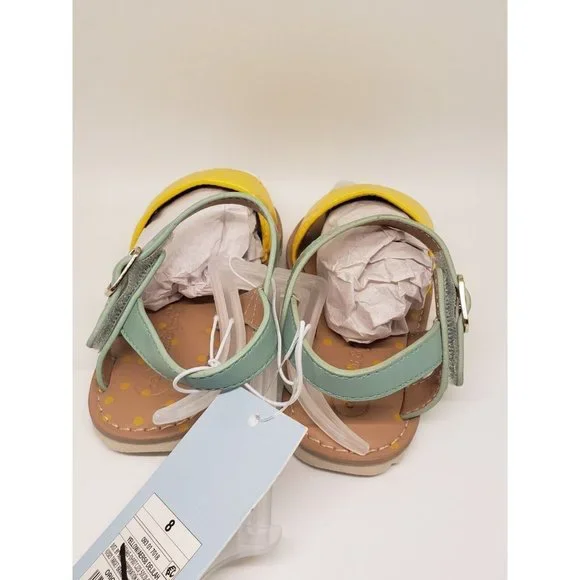NWT Cat & Jack Baby Girls Size 8 Yellow & Sage Green Sandals - Picture 3 of 5